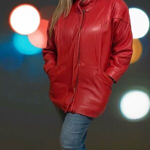 Women's Red Leather Jacket